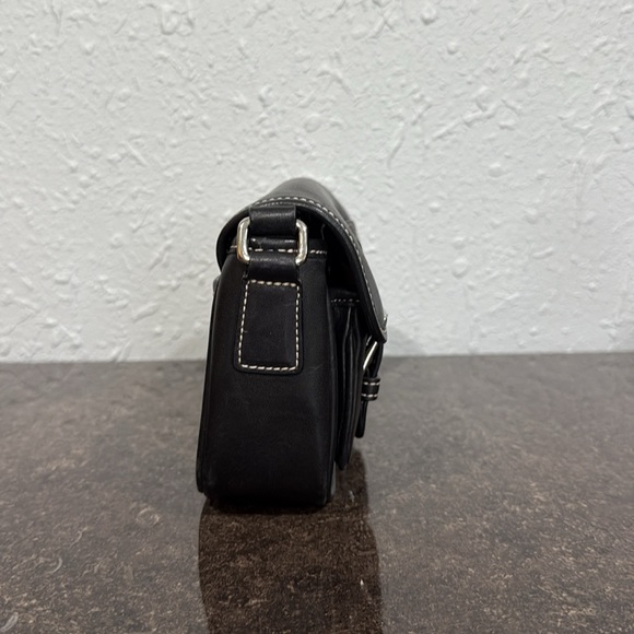 Vintage Coach Y2K Bleecker Double Buckle Black Leather Crossbody Saddle‎ Bag - Picture 4 of 11